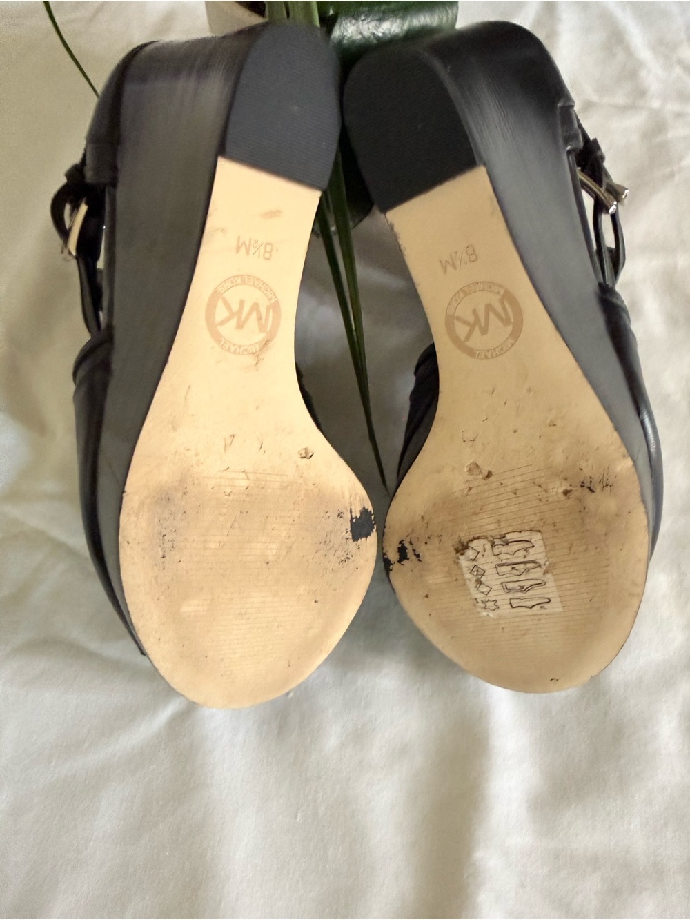 MICHAEL Michael Kors Black Peep-Toe Wedge Sandals with Buckle Straps - Picture 8 of 8